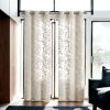 Two 84"  Tan Floral Embroidered Window Panels