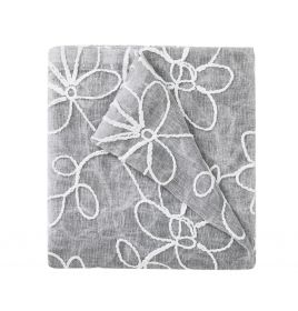 Two 96"  Silver Floral Embroidered Window Panels