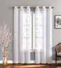 Two 84"  White Bohemian Style  Embroidered Window Panels