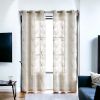 Two 96" Beige Boho Embroidered Window Panels