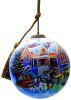 Christmas Home and Horse Carriage Hand Painted Mouth Blown Glass Ornament