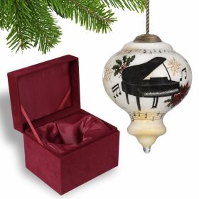 Grand Christmas Piano Hand Painted Mouth Blown Glass Ornament