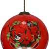 Reindeer with Plaids and Cardinals Hand Painted Mouth Blown Glass Ornament