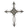22" Gray Metal Scroll Design Gray Hanging Cross Wall Decor