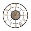 56" Circle Copper Metal and Glass Analog Exposed Gear Wall Clock