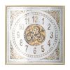 Gold and Silver Wood and Mirror Analog Exposed Gear Clock