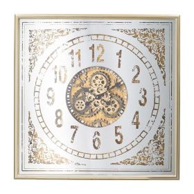 Gold and Silver Wood and Mirror Analog Exposed Gear Clock
