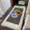 1pc, Soft and Fluffy Sheepskin Rug for Bedroom and Living Room - Non-Slip and Machine Washable Carpet for Dormitory and Room Decor - Khaki + White - 2