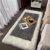 1pc, Soft and Fluffy Sheepskin Rug for Bedroom and Living Room - Non-Slip and Machine Washable Carpet for Dormitory and Room Decor - White + Khaki - 2