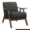 Modern Fabric Cushioned Upholstered Accent Chair With Walnut Finish