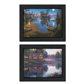 "Cabin Fever Collection" 2-Piece Vignette By Kim Norlien, Printed Wall Art, Ready To Hang Framed Poster, Black Frame - as Pic