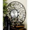 DecMode 26" Black Metal Starburst Radial Wall Clock with Mirrored Accents - DecMode