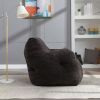 Soft Tufted Foam Bean Bag Chair With Teddy Fabric Dark Gray - as Pic