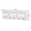 White Entryway Wall Mounted Coat Rack with 4 Dual Hooks Living Room Wooden Storage Shelf - as pic