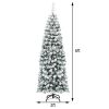 6 Feet Unlit Hinged Snow Flocked Artificial Pencil Christmas Tree with 500 Branch Tip - 6ft