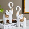 NORTHEUINS Resin Couple Elephant Figurines for Home Office Tabletop Decor Accessories Nordic Animal Statues Interior Ornament - White