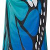 1pc, Spooktacular Creations Butterfly Wing Cape Shawl With Lace Mask And Black Velvet Antenna Headband Adult Women Halloween Costume Accessory - Blue