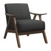Modern Fabric Cushioned Upholstered Accent Chair With Walnut Finish