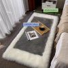 1pc, Soft and Fluffy Sheepskin Rug for Bedroom and Living Room - Non-Slip and Machine Washable Carpet for Dormitory and Room Decor - White + Khaki - 2