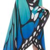 1pc, Spooktacular Creations Butterfly Wing Cape Shawl With Lace Mask And Black Velvet Antenna Headband Adult Women Halloween Costume Accessory - Blue
