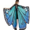 1pc, Spooktacular Creations Butterfly Wing Cape Shawl With Lace Mask And Black Velvet Antenna Headband Adult Women Halloween Costume Accessory - Blue