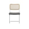 Set of 2, Leather Dining Chair with High-Density Sponge, Rattan Chair for Dining room, Living room, Bedroom, Gray - as Pic