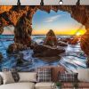 Beach Landscape Tapestry Bedroom Hotel Restaurant Decorative Backdrop Nature Cave Wall Tapestry; 51x70 inch - Default