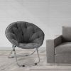 Oversized Moon Chair with Metal Frame, Comfy Chair for Bedroom, Grey Saucer Chair for Bedroom, Cozy Faux Fur Lounge Chair, Grey - as Pic