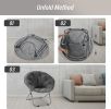 Oversized Moon Chair with Metal Frame, Comfy Chair for Bedroom, Grey Saucer Chair for Bedroom, Cozy Faux Fur Lounge Chair, Grey - as Pic