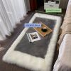 1pc, Soft and Fluffy Sheepskin Rug for Bedroom and Living Room - Non-Slip and Machine Washable Carpet for Dormitory and Room Decor - White + Khaki - 2