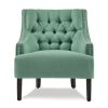 Modern Traditional Accent Chair Button Tufted Teal Textured Fabric Upholstery Solid Wood 1pc Living Room Furniture - as Pic