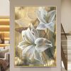 Hand Painted Oil Paintings Hand Painted High quality Flowers Contemporary Modern Rolled Canvas Living Room Hallway Luxurious Decorative Painting - 50X