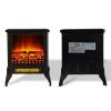 14" 1400W Overheating Safety Protection Freestanding Electric Fireplace Space Stove Heater with Flame - as Pic