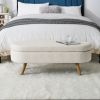 Ottoman Oval Storage Bench,Rubber Wood Legs - Beige