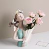 Modern Decorative Artificial Flower Vase Butterfly Girl Sculptures Interior Home Resin Ornaments Household Decoration Vases Hot - Grey B