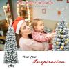 6 Feet Unlit Hinged Snow Flocked Artificial Pencil Christmas Tree with 500 Branch Tip - 6ft