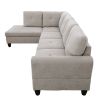 Grey White Flannel Living Room Sofa - As pic