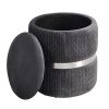 Techni Mobili Modern Velvet Round Ottoman with Storage, Grey - as Pic