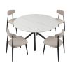 53.15" Modern Round Dining Table White Sintered Stone Tabletop with 4pcs Metal Cross Legs - as Pic