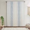 Cotton Printed Curtain Panel with Chenille Stripe and Lining - as Pic