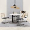 Set of 4, Leather Dining Chair with High-Density Sponge, Rattan Chair for Dining room, Living room, Bedroom, Gray - as Pic