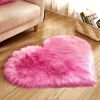 1pc Heart-Shaped Faux Sheepskin Area Rug - Soft and Plush Carpet for Home, Bedroom, Nursery, and Kid's Room - Perfect for Home Decor and Comfort - Dar