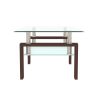Rectangle Walnut Glass Coffee Table;  Clear Coffee Table;  Modern Side Center Tables for Living Room;   Living Room Furniture - Walnut