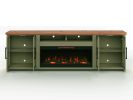 Bridgevine Home Vineyard 97 inch Fireplace TV Stand Console for TVs up to 100 inches, Minimal Assembly, Sage Green and Fruitwood Finish - as Pic