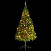 Artificial Pre-lit Christmas Tree with Baubles Green 7 ft - Green
