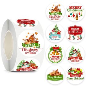 1/1.5Inch Cowhide Merry Christmas Snowman Old Man Sticker Christmas Party Decor Sticker New Year Gift Box Sealed Baking Cake Tag (Color: 25MM 100PCS)